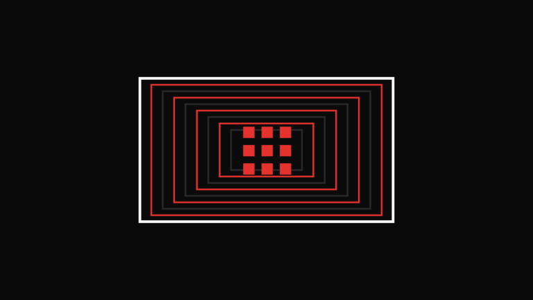 Abstract nested frames illustration representing a language model running on a personal computer