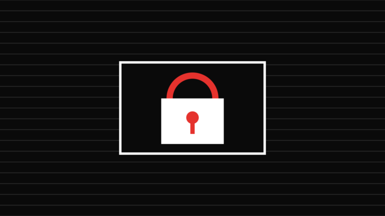 Abstract illustration of a padlock inside a vault on a lined background